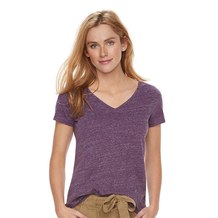 Women's Sonoma Goods For Life™ Slubbed V-neck Tee, Size: Medium, Purple
