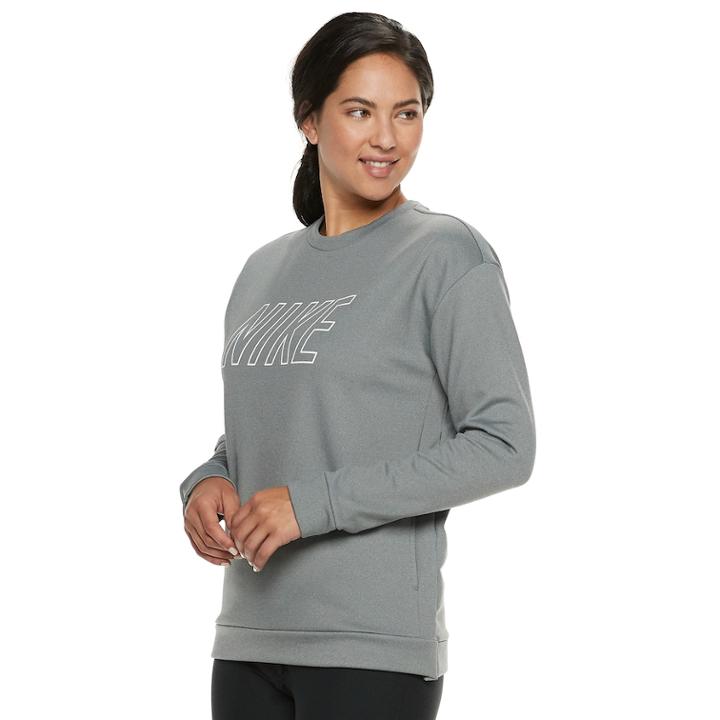 Women's Nike Therma Fleece Logo Training Top, Size: Medium, Grey