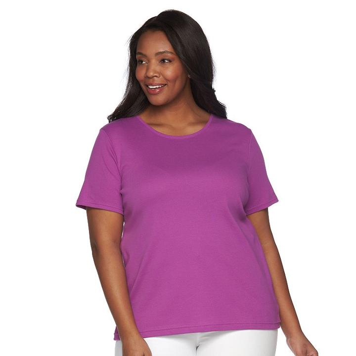 Plus Size Croft & Barrow&reg; Essential Crewneck Tee, Women's, Size: 1xl, Med Purple