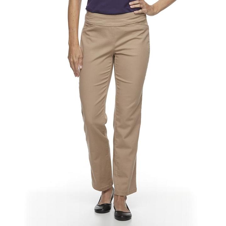 Petite Croft & Barrow&reg; Perfectly Slimming Straight-leg Pants, Women's, Size: 4 Short, Med Beige