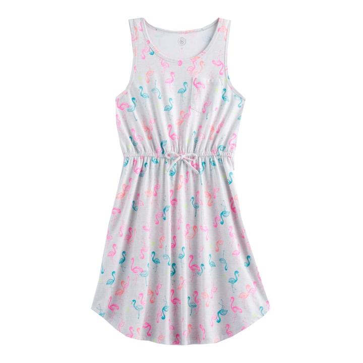 Girls 7-16 So&reg; Chest Pocket Patterned Dress, Size: M/10, Light Grey