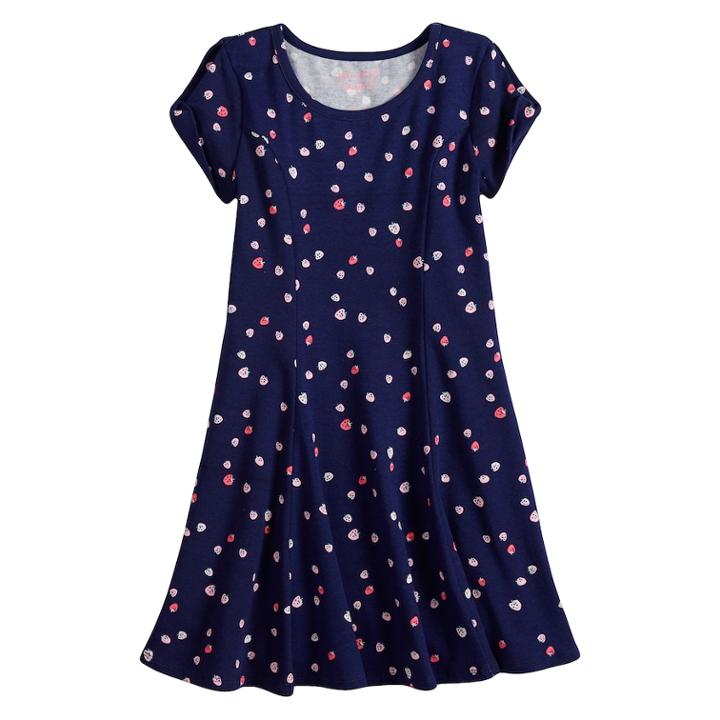 Girls 4-10 Jumping Beans&reg; Twist Cold Shoulder Sleeve Skater Dress, Size: 4, Blue (navy)