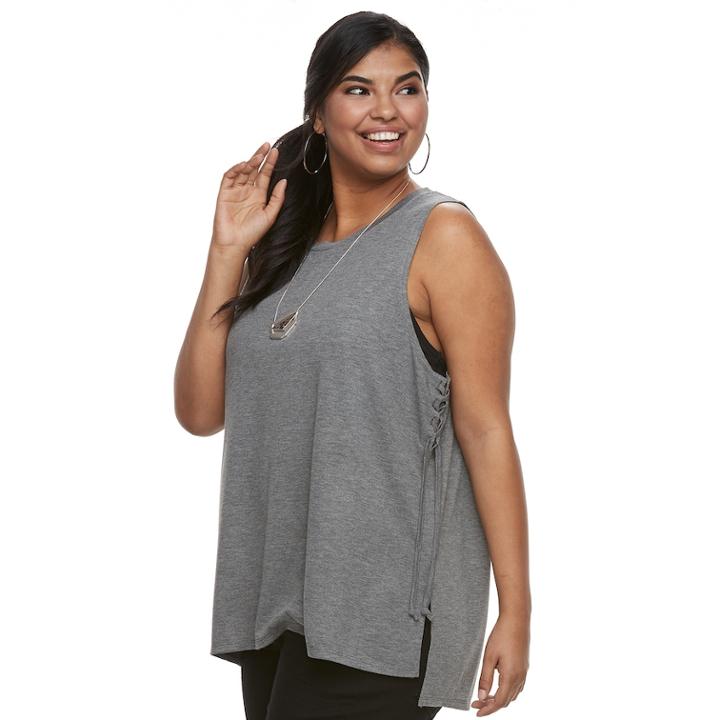 Juniors' Plus Size So&reg; Lace-up Side Tank, Teens, Size: 2xl, Med Grey