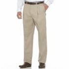Big & Tall Savane Performance Straight-fit Pleated Pants, Men's, Size: 56x30, Dark Beige