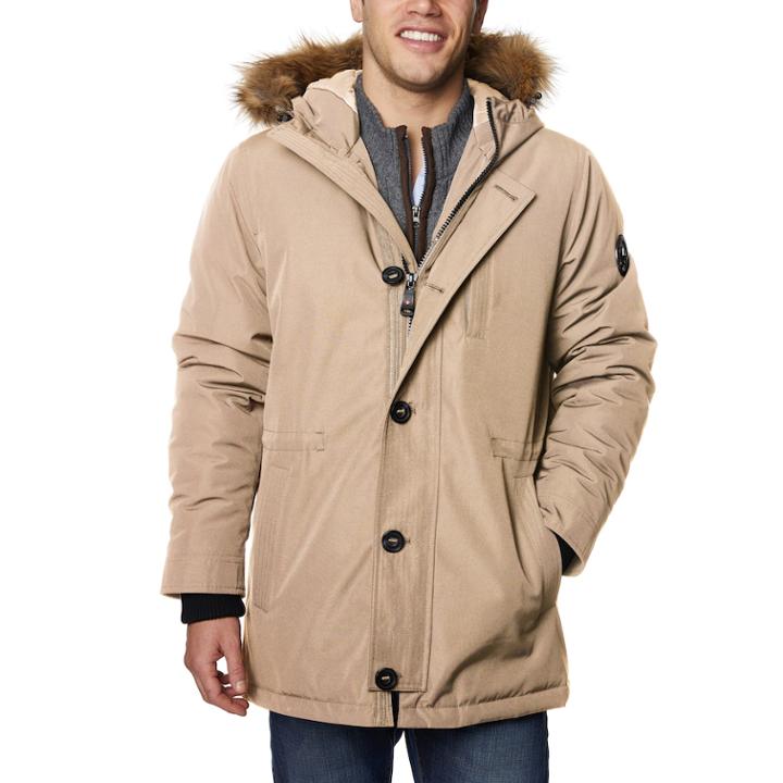 Men's Halitech Hooded Faux-fur Hooded Parka, Size: Small, Med Beige