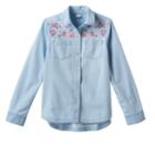 Girls Plus Size Mudd&reg; Embroidered Chambray Button-down Shirt, Size: 20 1/2, White Oth