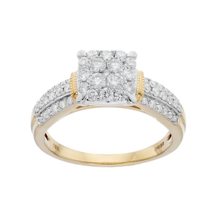 Lovemark 10k Gold 3/4 Carat T.w. Diamond Cluster Engagement Ring, Women's, Size: 7, White