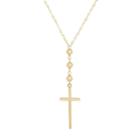 Everlasting Gold 14k Gold Bead & Cross Necklace, Women's, Size: 17, Yellow