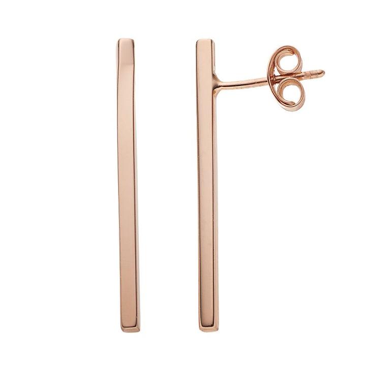 14k Rose Gold Bar Drop Earrings, Women's, Pink
