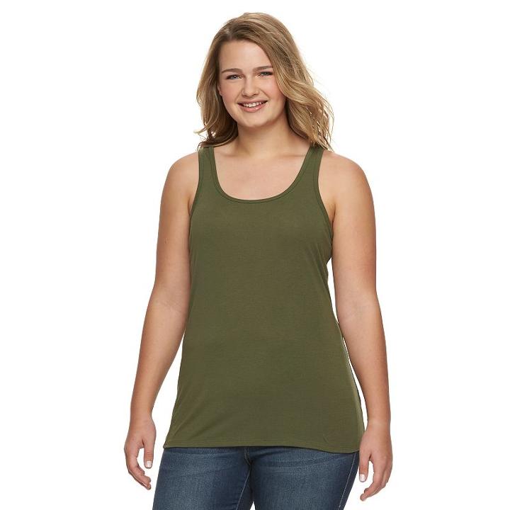 Juniors' Plus Size So&reg; Perfectly Soft Double Scoop Tank Top, Girl's, Size: 3xl, Med Green