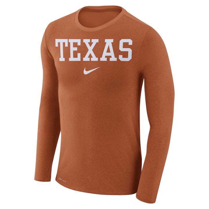 Men's Nike Texas Longhorns Marled Long-sleeve Dri-fit Tee, Size: Large, Orange