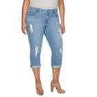 Plus Size Jennifer Lopez Destructed Capri Jeans, Women's, Size: 18 W, Blue Other