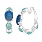 Dana Buchman Blue & Green Hoop Clip On Earrings, Women's