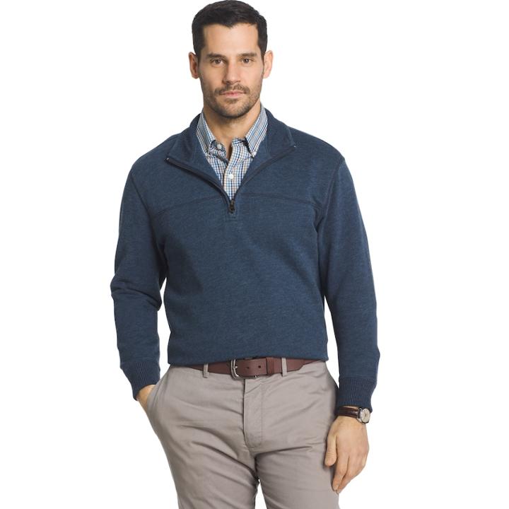 Big & Tall Arrow Classic-fit Sueded Fleece Quarter-zip Pullover, Men's, Size: 2xb, Blue (navy)