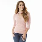 Juniors' Iz Byer California Mockneck Cutout Top, Girl's, Size: Xl, Light Pink