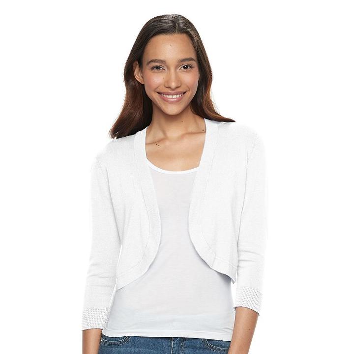 Women's Apt. 9&reg; Solid Cropped Shrug, Size: Xxl, Natural