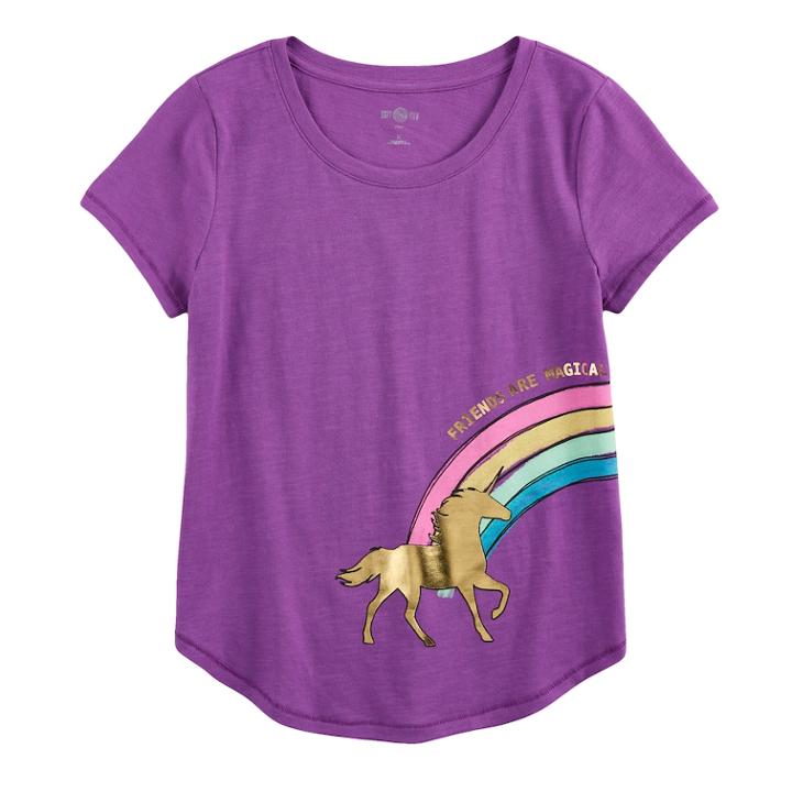 Girls 7-16 & Plus Size So&reg; Curve Hem Shiny Graphic Tee, Size: 16, Med Purple