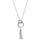 Long Interlocked Hoop Tassel Pendant Necklace, Women's, Silver