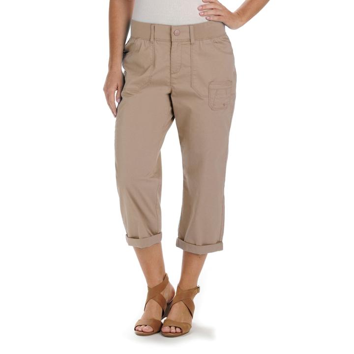 Women's Lee Lila Relaxed Fit Convertible Capris, Size: 12 Avg/reg, Med Beige