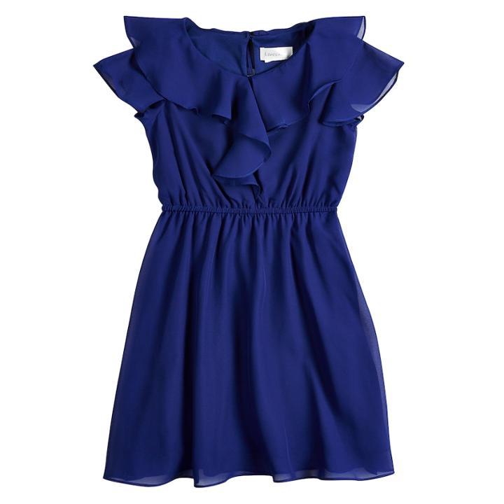 Girls 7-16 Lavender Chiffon Ruffled Dress, Size: 10, Dark Blue