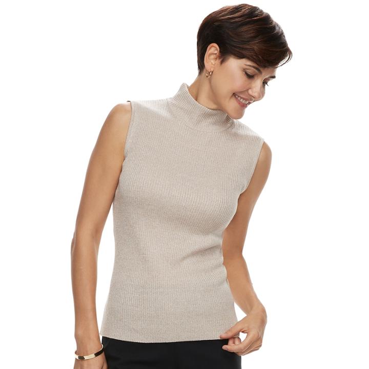 Women's Dana Buchman Mockneck Sleeveless Top, Size: Xl, Med Beige