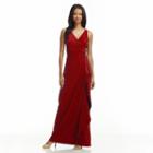 Women's Chaps Surplice Drape-front Full-length Dress, Size: 2, Red