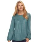 Women's Sonoma Goods For Life&trade; Lurex Striped Babydoll Top, Size: Medium, Grey