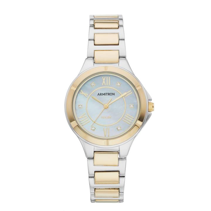 Armitron Women's Crystal Accent Two Tone Solar Watch - 75/5624mptt, Size: Medium, Multicolor