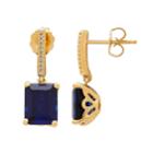 14k Gold Over Silver Lab-created Sapphire & Diamond Accent Drop Earrings, Women's, Blue