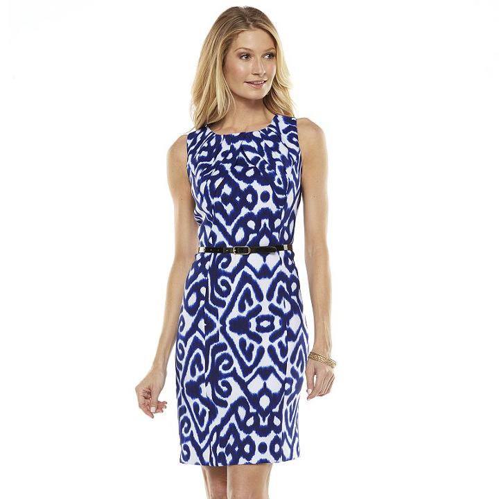 Ab Studio Mosaic Pleated Sheath Dress - Women's, Size: 16, Ovrfl Oth
