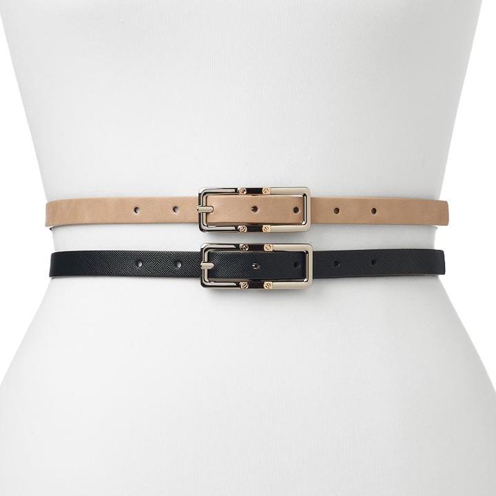 Women's Apt. 9&reg; 2-for-1 Belt Set, Size: Medium, Grey Other