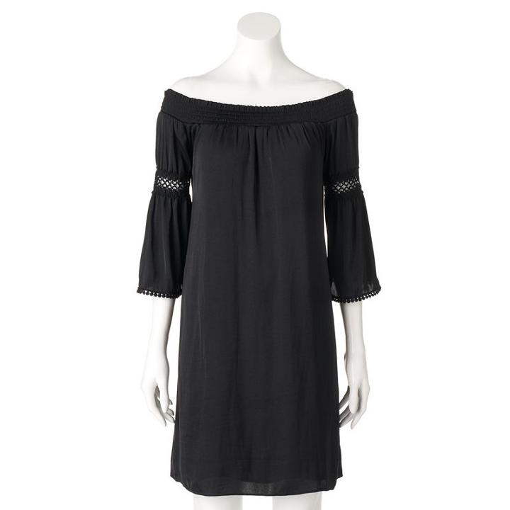 Women's Jennifer Lopez Off-the-shoulder Smocked Dress, Size: Xs, Black