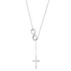 Sterling Silver Infinity & Cross Lariat Necklace, Women's, Size: 16, Grey