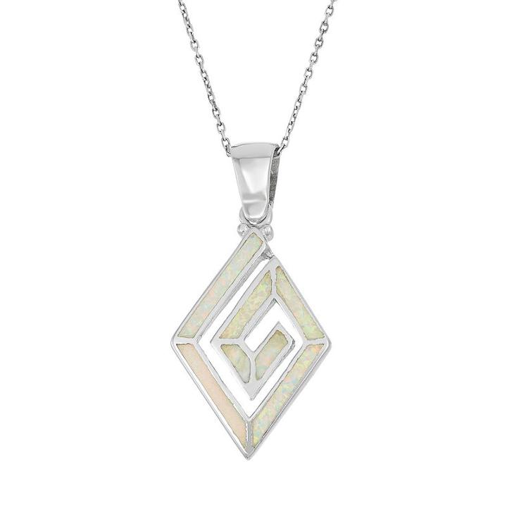 Lab-created Opal Sterling Silver Swirl Marquise Pendant Necklace, Women's, Size: 18, White