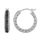Sterling Silver 1/2 Carat T.w. Black Diamond Hoop Earrings, Women's