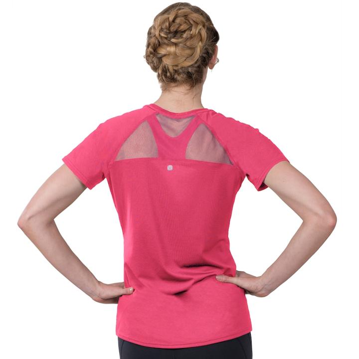 Women's Soybu Endurance Peek-a-boo Racerback Short Sleeve Tee, Size: Large, Med Pink