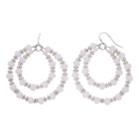 Beaded Double-hoop Earrings, Women's, Grey