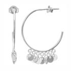 Primrose Sterling Silver Dangling Disc Hoop Earrings, Women's, Grey