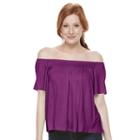 Juniors' So&reg; Smocked Off The Shoulder Top, Girl's, Size: Small, Purple
