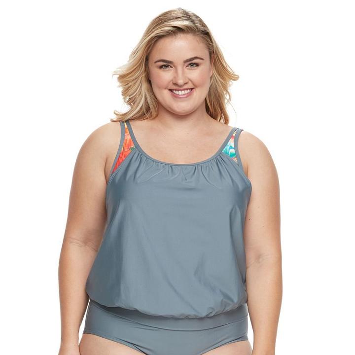 Plus Size N 2-in-1 Tankini Top, Women's, Size: 2xl, Ovrfl Oth