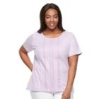 Plus Size Croft & Barrow&reg; Pintuck & Crochet Tee, Women's, Size: 3xl, Lt Purple