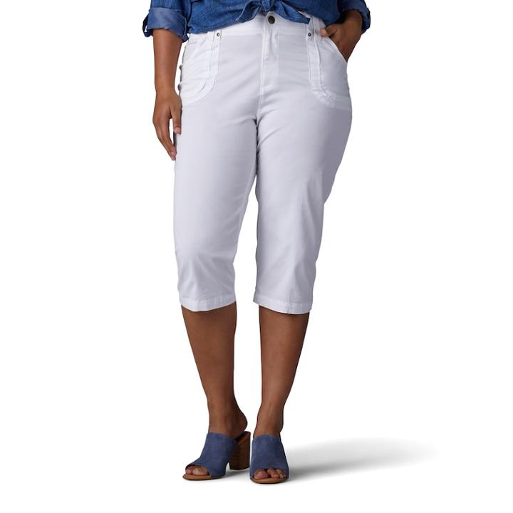 Plus Size Lee Lyric Twill Skimmer Capris, Women's, Size: 20 - Regular, White