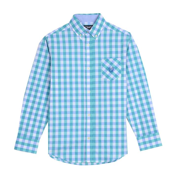 Boys 4-20 Chaps Plaid Button-down Shirt, Size: 8, Med Green
