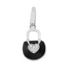 Giorgio Martello Cubic Zirconia Sterling Silver Heart Purse Charm, Women's, Black