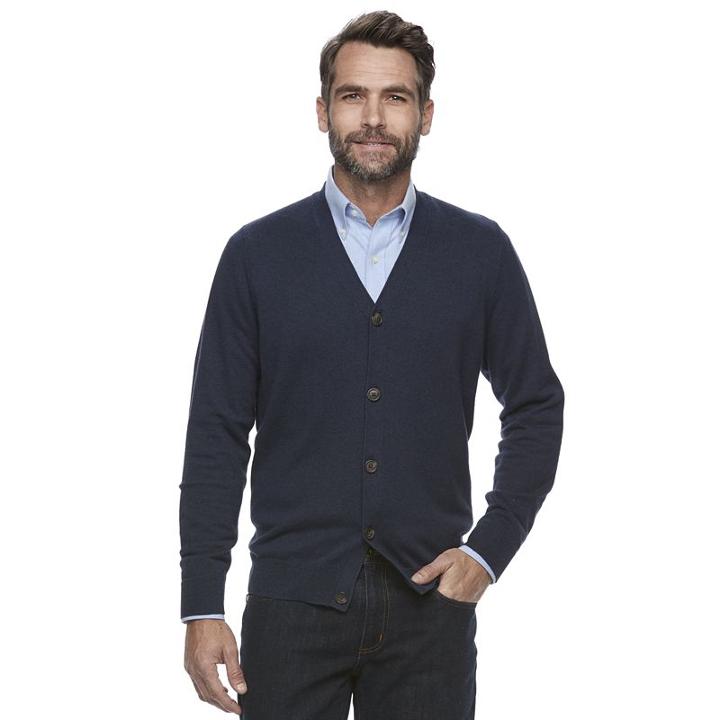 Men's Croft & Barrow&reg; Classic-fit True Comfort Easy-care Cardigan Sweater, Size: Xl, Dark Blue