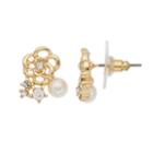 Lc Lauren Conrad Simulated Pearl Nickel Free Flower Stud Earrings, Women's, Gold