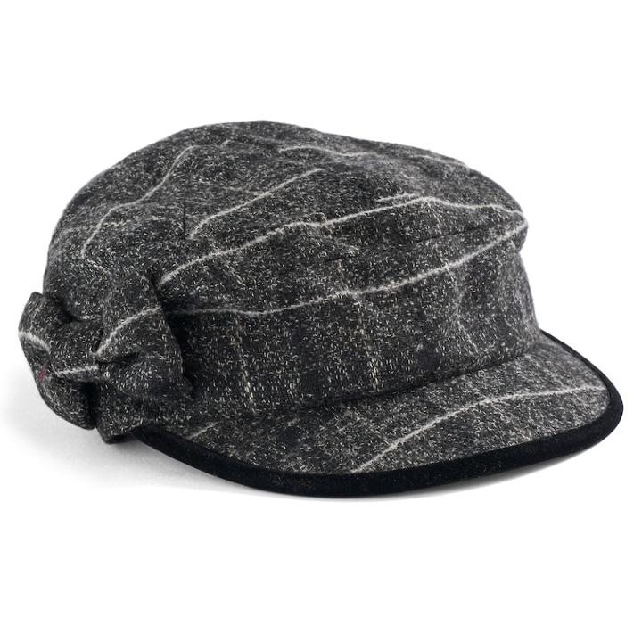 Women's Betmar Mulhouse Plaid Bow Cadet Hat, Black