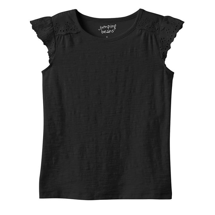 Girls 4-10 Jumping Beans&reg; Eyelet Flutter Tee, Girl's, Size: 6, Black