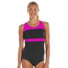Women's Dolfin Aquashape Conservative Colorblock One-piece Lap Swimsuit, Size: 16 Comp, Pink
