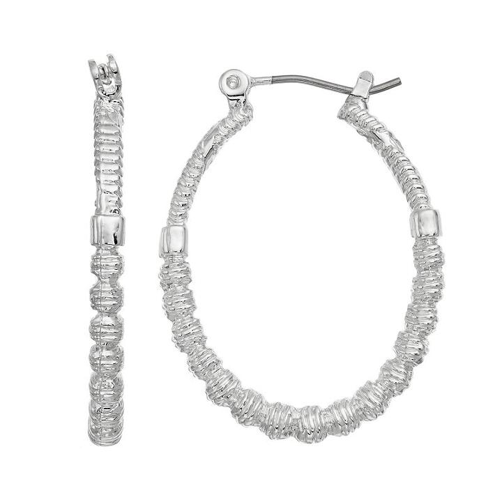 Napier Textured Oval Hoop Earrings, Women's, Silver
